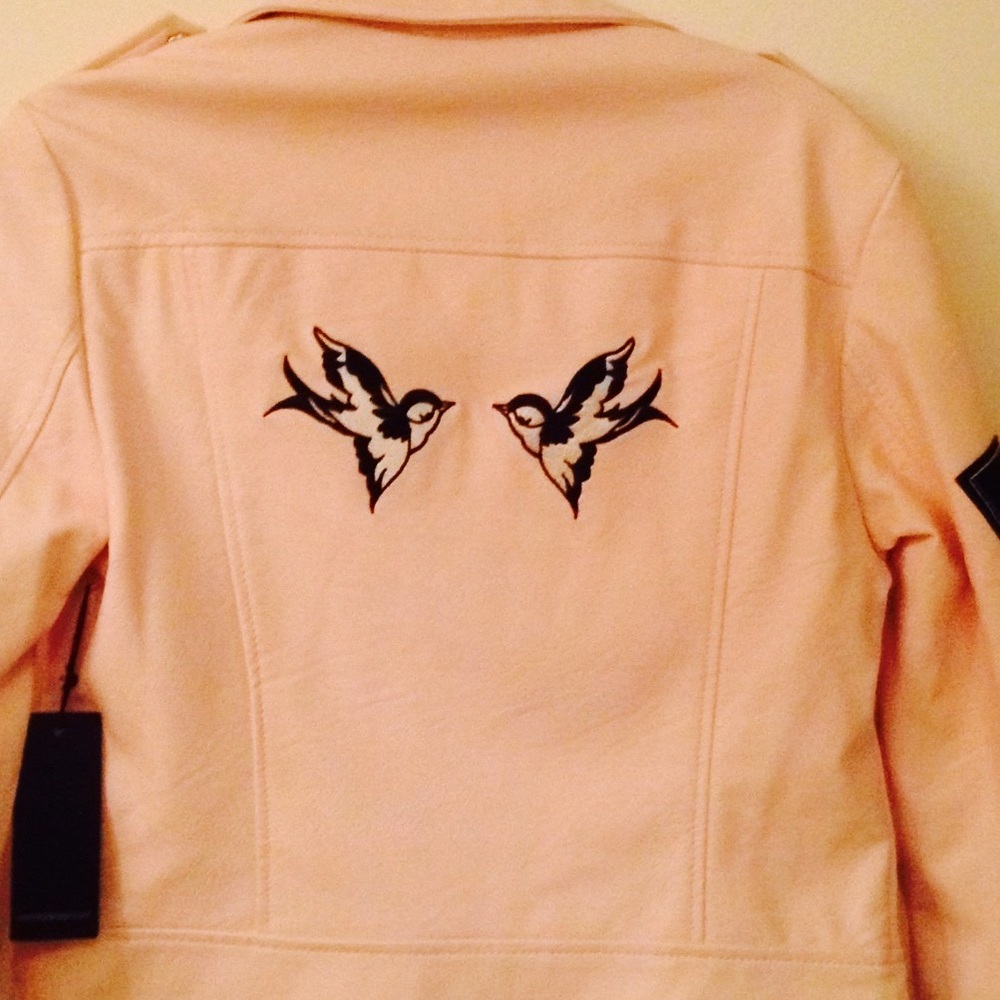 Forever 21 pink faux leather patched moto jacket - Picture 4 of 5